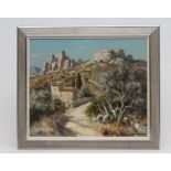 LUCIEN POTRONET (French 1889-1974), Landscape with Ruined Citadel, Provence, oil on canvas laid on