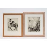 WILLIAM LEE HANKEY (1869-1952), "La Repas", dry point etching, signed in pencil, plate size 8" x 6",