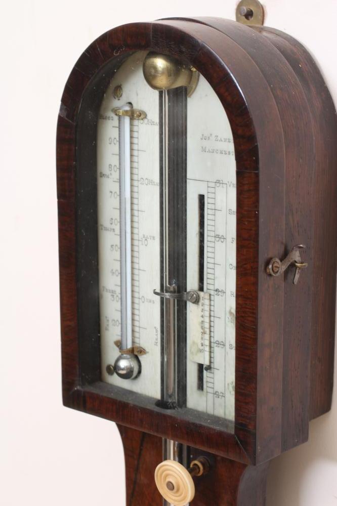 A ROSEWOOD STICK BAROMETER, signed Joseph Zanetti, Manchester, with double ivory vernier scales, - Image 2 of 4