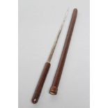 A SWAGGER SWORD STICK, early 20th century, with 11 1/2" square section blade and stitched leather