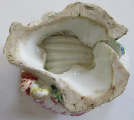 A BOW PORCELAIN SHELL SALT, c.1765, centrally painted in famille rose enamels with a large peony, - Image 5 of 13