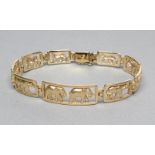 A 9CT GOLD BRACELET, modern, Birmingham 2000, each of the nine oblong panels cast and pierced with