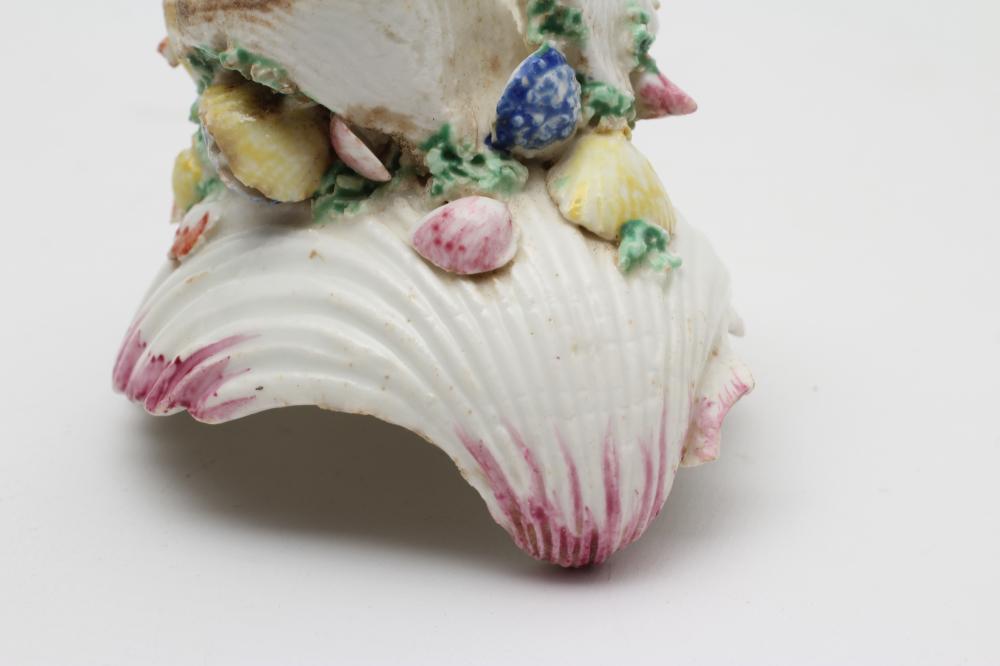 A BOW PORCELAIN SHELL SALT, c.1765, centrally painted in famille rose enamels with a large peony, - Image 3 of 13