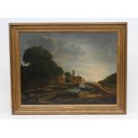 FLEMISH SCHOOL (19th Century), River Landscape with Figures, oil on canvas, unsigned, 22 1/2" x 29