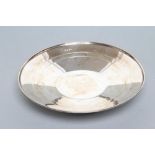 AN ART DECO DISH, maker Bradbury, Sheffield 1938, of slightly stepped circular form on a low