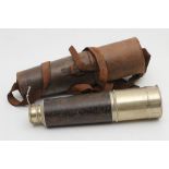 A J. H. DALLMEYER FIVE DRAW TELESCOPE, with draw shade, brass lens cap, leather grip, inscribed