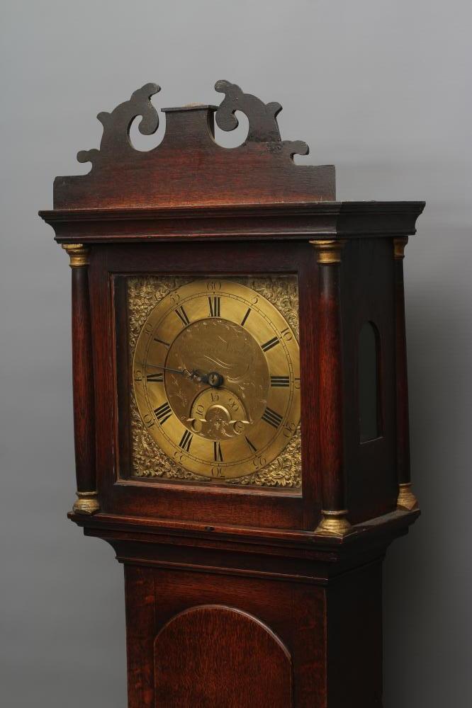 AN OAK LONGCASE CLOCK by John Edwards, Norwich, the thirty hour lantern movement with anchor - Image 2 of 22