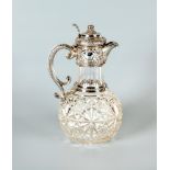 A LATE VICTORIAN CLARET JUG, maker Sissons & Sissons, Sheffield 1899, the hobnail, star and slice