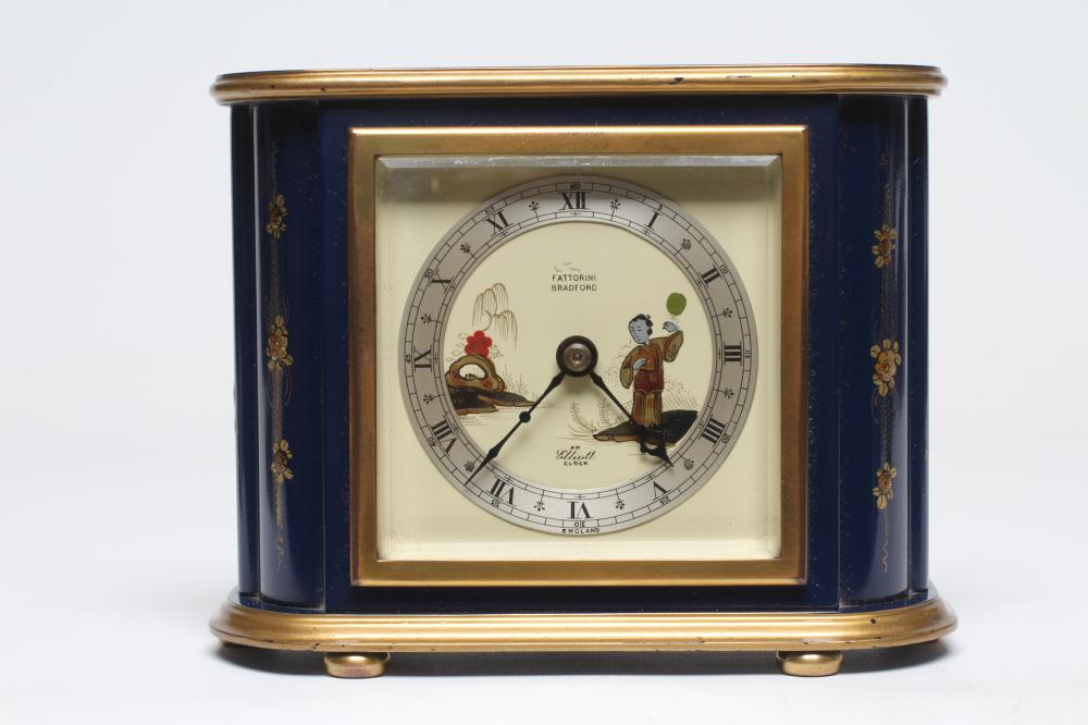 A CHINOISERIE CASED MANTEL CLOCK, early 20th century, with spring driven movement, 3 1/4" dial