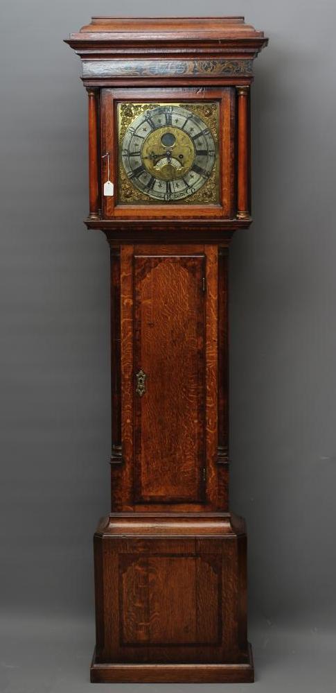 AN OAK LONGCASE CLOCK, signed David Collier, Gatley, the eight day movement with anchor escapement