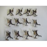 Twelve Britains African Zulu Warriors running with spears and clubs, unboxed, E (Est. plus 21%