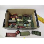 Playworn Dinky vehicles including wagons, cars and bus, some items repainted, F-P (Est. plus 21%