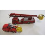 Playworn Corgi Simon Snorkel fire engine and Jeep PC150 with lift, P (Est. plus 21% premium inc.