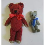 A rare Kiddicraft red teddy, with jointed hips and shoulders, red ribbon tie, label to foot and
