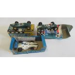Three Scalextric race cars comprising Lotus, C5 Europa and F1 Type, boxes AF, F-P (Est. plus 21%
