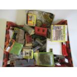 Model railway trackside accessories and scenic products including buildings, trees and woodland