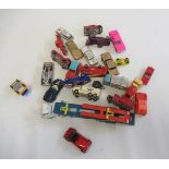 Playworn small scale diecast by Husky, Lone Star and others including car transporter, lorries and