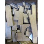 Child's wooden building blocks of unknown manufacture, interlocking wood, in wooden box, F (Est.