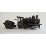 German 0-4-0 spirit fired steam engine and tender, no manufacturer's mark, stamped Made in