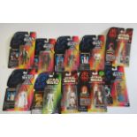 Ten Hasbro and Kenner Star Wars figures comprising Yoda, Chewbacca, Obi-Wan Kenobi, Han Solo, Luke