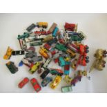 Playworn Matchbox vehicles including Super Kings, trucks and cars, some repainting or damage, F-P (
