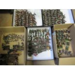 25mm War Gaming Napoleonic figures including foot soldiers, cannons and cavalry, all items painted