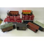 Eight plastic and wooden 45mm Narrow gauge goods wagons by L.G.B. Playmobile, some items boxed, G (