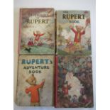 Four Rupert annuals, two hard back and two with cloth spines, comprising "The New Rupert Book"