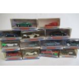 Thirteen late issue Dinky vehicles including Ferrari, Triumph TR4, Bentley and Mercedes 300SL, all