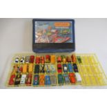Matchbox Carry Case with plastic trays and thirty five Matchbox vehicles from the 1980's, F-G (