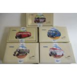 Five Corgi Classic Bus Models comprising four A.E.C. Regal and Bedford OB, all items boxed, E (