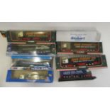 Eight diecast haulage trucks including Eddie Stobart and others, all items boxed, boxes F, models