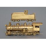 A Japanese brass American Narrow Gauge locomotive, unpainted, fine detail model, motor loose on