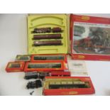 Playworn Triang Hornby Trains comprising RS609 Passenger Set, Clockwork Tank locomotive, two
