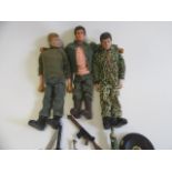 Three Action Men dolls dressed with guns, F-P (Est. plus 21% premium inc. VAT)