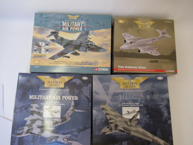 Aviation Archive H.P. Victor, Vulcan B2, both 1:144 scale, Buccaneer MK2b, and Gloster Meteor 1:72