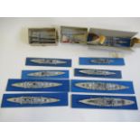 Sixteen WaterLine ships 1:1200 scale Poss Hansa West German models including Sharnhost, Bismarck,