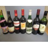 Seven bottles of European wine, comprising 2007 Cabernet Sauvignon, 1982 Torres San Valentin,