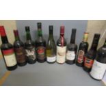 Ten bottles of mixed alcohol, including 1982 Volpe Pasini pinot nero, 2008 Muscadet, 1981 Cascina