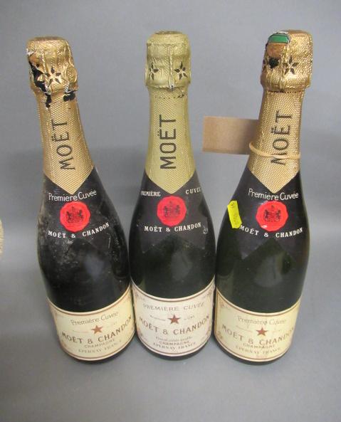 Three bottles Moet & Chandon, premiere cuvee champagne (Est. plus 21% premium inc. VAT)