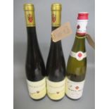 Three bottles of Gewurztraminer, comprising two 2009 Domaine Zind-Humbrecht and one 2014 Dopff &