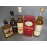 Five bottles of blended whisky comprising a boxed 12 year old Ben Nevis, a Ben Nevis Supreme