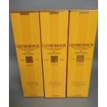Three bottles Glenmorangie 10 year old "The Original" single malt whisky, boxed (Est. plus 21%
