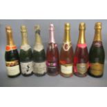 Seven bottles of sparkling wine, including two Veuve Vernay brut, one Dericbourg champagne rose,
