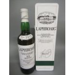 One bottle Laphroaig 10 year old unblended malt scotch whisky, in tin (Est. plus 21% premium inc.