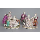 A PAIR OF SAMSON PORCELAIN FIGURE GROUPS, 19th century, each modelled with three figures at their
