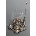 A LATE GEORGE III SILVER NIGHT OIL LIGHT, maker probably Thomas Blagden & Co., the slightly dished