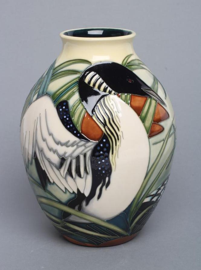 A MOORCROFT POTTERY TORRIDON PATTERN VASE, 2004, of ovoid form with waisted neck, designed by Philip