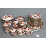 A VICTORIAN AND LATER CROWN DERBY CHINA PART TEA SERVICE, printed and painted in pattern No.383,