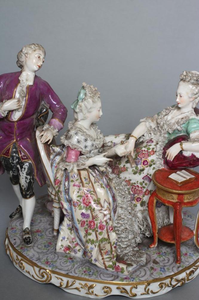 A PAIR OF SAMSON PORCELAIN FIGURE GROUPS, 19th century, each modelled with three figures at their - Image 3 of 32
